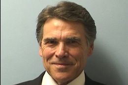 Mugshot of Governor Rick Perry, booked on two felony counts at the Blackwell-Thurman Criminal Justice Center in Austin, Texas on Tuesday, August 19, 2014.