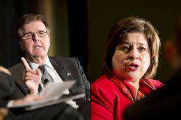 Dan Patrick and Leticia Van de Putte, the Republican and Democratic candidates for lieutenant governor, spoke at the Texas Tribune Festival on Saturday, Sept. 20, 2014.