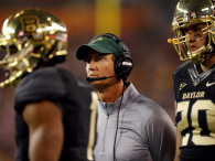 Head coach Art Briles looks on against the UCF Knights during the Tostitos Fiesta Bowl.  (Photo by Ronald Martinez/Getty Images)