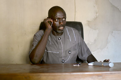 Abba Aji Kalli at his Civilian Joint Task Force office in Maiduguri, Nigeria.