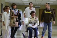 María Teresa Romero Ramos arriving at a news  conference at Carlos III Hospital in Madrid on Wednesday.