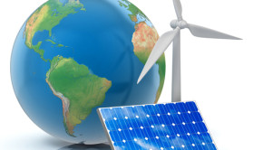 Image Credit: Solar panel, wind turbine & globe via Shutterstock
