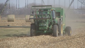 Baling corn residue at a University of Nebraska-Lincoln field experiment site in Saunders County, Neb.
Image Credit: UNL