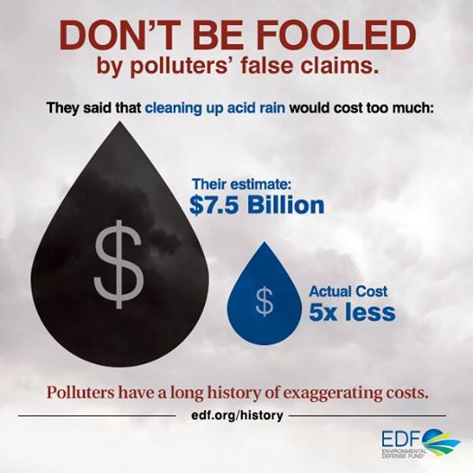 Photo: Every time a new environmental rule is proposed, someone tries to scare the public into thinking America can’t afford it.

And every time, the cost of the new rule turns out to be far lower than opponents claim: www.edf.org/Tt8/