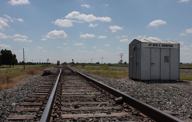 Railroad tracks into Mumford just northwest of Bryan-College Station. Photo by Dave Fehling