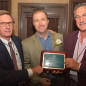 (Left) Dr. Parr Rosson, head of the department of agricultural economics at Texas A&M University, Tyrus R. Timm Honor Registry inductee Cody Catalena (’97), and Jimmy Roppolo (’67), general manager with UnitedAg in El Campo. (Texas A&M AgriLife Communications photo by Blair Fannin)