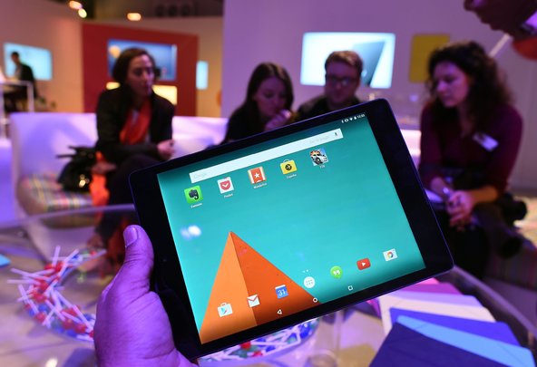 The Nexus 9 tablet running on a version of Google's Android operating system known as Lollipop.