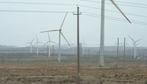 A wind farm in Jingtai County, Gansu province, China