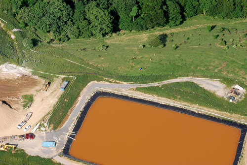 Orange water frac pit
