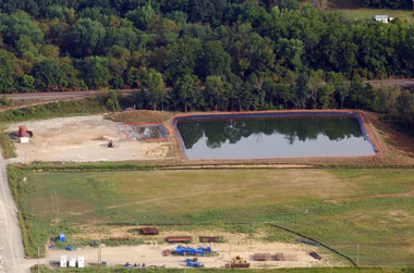 Waynesburg impoundment remains after drilling has been completed