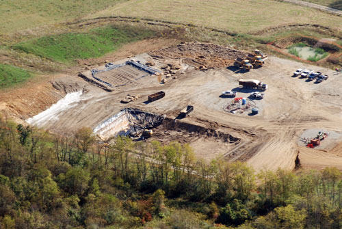 Shale gas waste pits being buried
