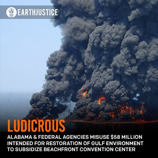 Photo: WHAT RESPONSIBILITY? In a move sure to spark public outrage, the state of Alabama and U.S. Department of Interior have approved a plan to squander $58 million slated for environmental restoration in the Gulf of Mexico following the BP oil spill to subsidize a hotel & beachfront convention center instead. http://ejus.tc/1wCx81l

Alabama was allocated $100 million from the BP settlement to repair damaged wetlands, water bottoms, and wildlife from the 2010 spill. But state officials want to blow 60% of that money on a huge beachfront convention center that was damaged by a hurricane in 2004. Shockingly, U.S Dept of Interior approved this blatant misuse of public funds, and now conservation groups are suing. 

Click SHARE or LIKE if you think this is a slap in the face for coastal communities that were truly impacted by the BP oil spill! Share your thoughts below.