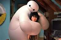  The inflatable vinyl robot Baymax hugs 14-year-old Hiro in "Big Hero 6."