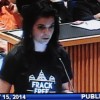 Kelli Barr speaking at public hearing in Denton