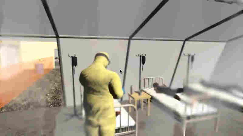 A screenshot from a demo of the Ebola-training video game.