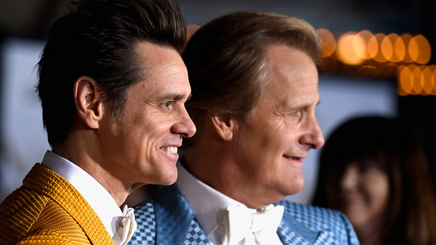 Actors Jim Carrey and Jeff Daniels arrive at the premiere of Universal Pictures and Red Granite Pictures' "Dumb And Dumber To" on November 3, 2014 in Westwood, California. (credit: Frazer Harrison/Getty Images)
