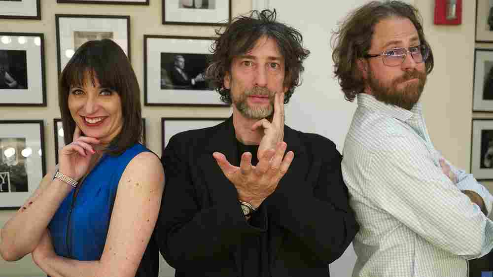 When their powers combine, Ask Me Another host Ophira Eisenberg, author Neil Gaiman and one man house band Jonathan Coulton make a force to be reckoned with.