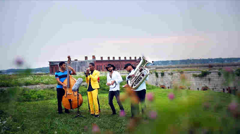 Jon Batiste and the Stay Human band perform on top of Fort Adams at the 2014 Newport Jazz Festival for an NPR Music Field Recordings video shoot.