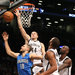 The Magic’s Evan Fournier being hounded by the Nets’ Bojan Bogdanovic (44), Alan Anderson and Kevin Garnett. Garnett’s defense proved to be a game-changer.