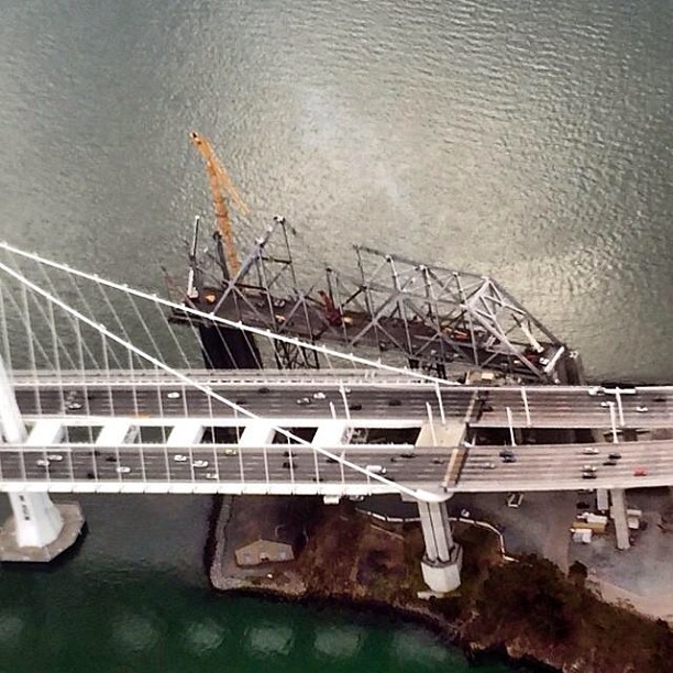 The west end of the old #BayBridge is almost gone. 
Photo by KCBS traffic reporter @sky1ron Cervi.