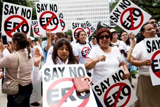 Protesters rally against the equal rights ordinance. Photo: Marie D. De Jesus, Houston Chronicle / © 2014 Houston Chronicle