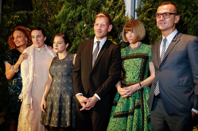 From left: Diane von Furstenberg, Ryan Roche, Eva Zuckerman, Paul Andrew, Anna Wintour and Steven Kolb, the CFDA’s chief executive.