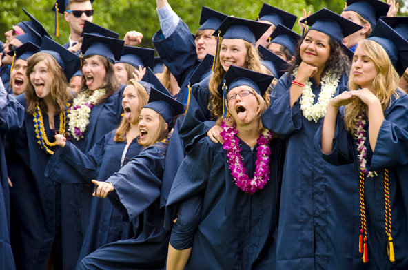 Graduating seniors during Whitman College's commencement in Walla Walla, Wash.