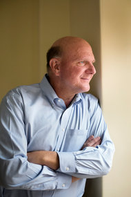 Steven A. Ballmer, Microsoft's former chief executive, at Harvard on Wednesday.