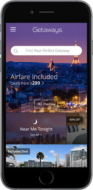 Getaways, a stand-alone mobile app from Groupon to help people find travel packages at discounted rates.