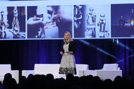 Marissa Mayer, Yahoo’s chief executive, speaking in April at the NewFronts, an advertising industry event. Ms. Mayer said on Tuesday that BrightRoll would “dramatically strengthen” Yahoo’s video advertising platform.