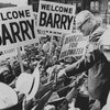 Barry Goldwater greets an Indianapolis crowd during a campaign tour in Oct. 1964.