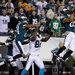 The Eagles’ Nate Allen intercepting a pass from the Panthers’ Cam Newton on Monday night.