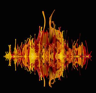 Image: Paint leaps into the air propelled by sound waves.