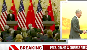 Presidents Obama and XI with climate, trade agreements at Beijing talks, November 12, 2014 (screenshot from MSNBC)