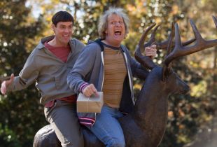 Jim Carrey and Jeff Daniels in a scene from “Dumb and Dumber To,” in which the dimwits go on the road.