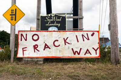 Fracking protest sign