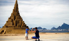 12-meter-tall sand castle in Niteroi, Brazil