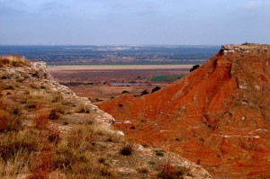 Gypsum embedded in the landscape at Gloss Mountain State Park in Major County. 