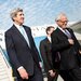 Secretary of State John Kerry, center, arrived outside Tel Aviv on Thursday. His work on the Middle East has drawn more attention than his environmental efforts.