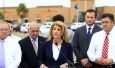 State Sen. Wendy Davis talks to the media after touring the McAllen Border Patrol station, Monday June 23, 2014, in McAllen, Texas. Several elected officials from the Rio Grande Valley attended the tour with Davis. Davis is asking Gov. Rick Perry to declare a state of emergency along Texas' border with Mexico amid a surge of unaccompanied minors pouring into the U.S. (AP Photo/The Monitor, Gabe Hernandez)