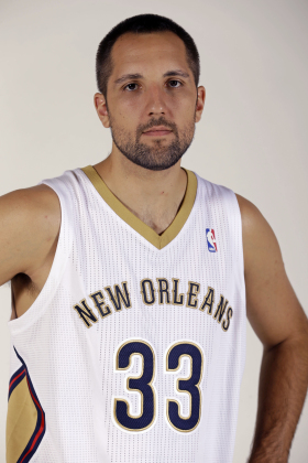 New Orleans Pelicans power forward Ryan Anderson (poses for a portrait at NBA basketball media day in Metairie, La on Sept. 30, 2013.