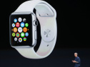 Apple CEO Tim Cook announces the Apple Watch during an Apple special event at the Flint Center for the Performing Arts on September 9, 2014 in Cupertino.  (Photo by Justin Sullivan/Getty Images)