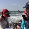 US Coast Guard Lt. Dave Wood with volunteers on Galveston Island