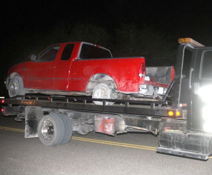 This is the pickup suspected of carrying illegal immigrants that was fired upon near La Joya. Photo: Joel Martinez, McAllen Monitor / The Monitor