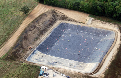 Relining a Marcellus Shale impoundment dam