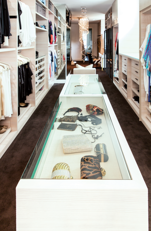 Meredith Musselman's ultra-glamorous closet inside her Bluffview neighborhood home at 4332 Taos Road in Dallas was designed by interior decorator Gonzalo Bueno. Musselman is the daughter of late Forty Five Ten co-owner Shelly Musselman. Photograph by Stephen Karlisch