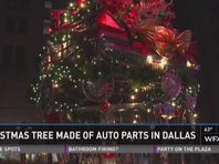 Christmas tree made of auto parts in Dallas