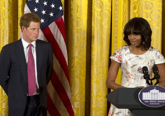 First lady Michelle Obama introduces Prince Harry,