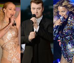 From left, Iggy Azalea, Sam Smith and Beyoncé are among the Grammy nominees announced Friday.