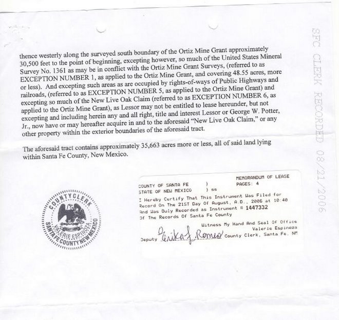 Ortiz Mines, Inc Memo of Oil & Gas Lease Exhibit A Part 2